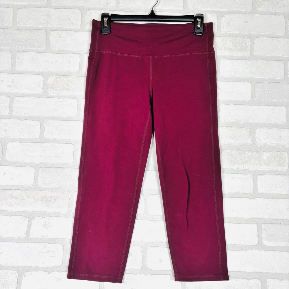 Athleta Womens Burgundy High Rise Cropped Leggings Capri Size M